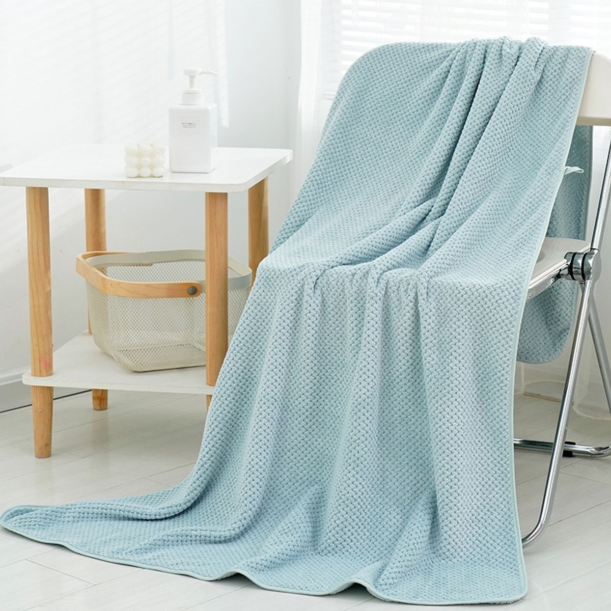 EVERSO - Toalla De Baño Microfibra Alta Calidadsuave Secado Rápido-Celeste