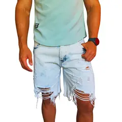 D'JOE - Short Jeans Hombre Super Destroyed