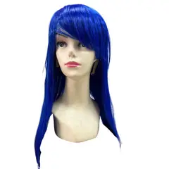 GENERICO - Peluca azul con chasquilla de Kanekalon.
