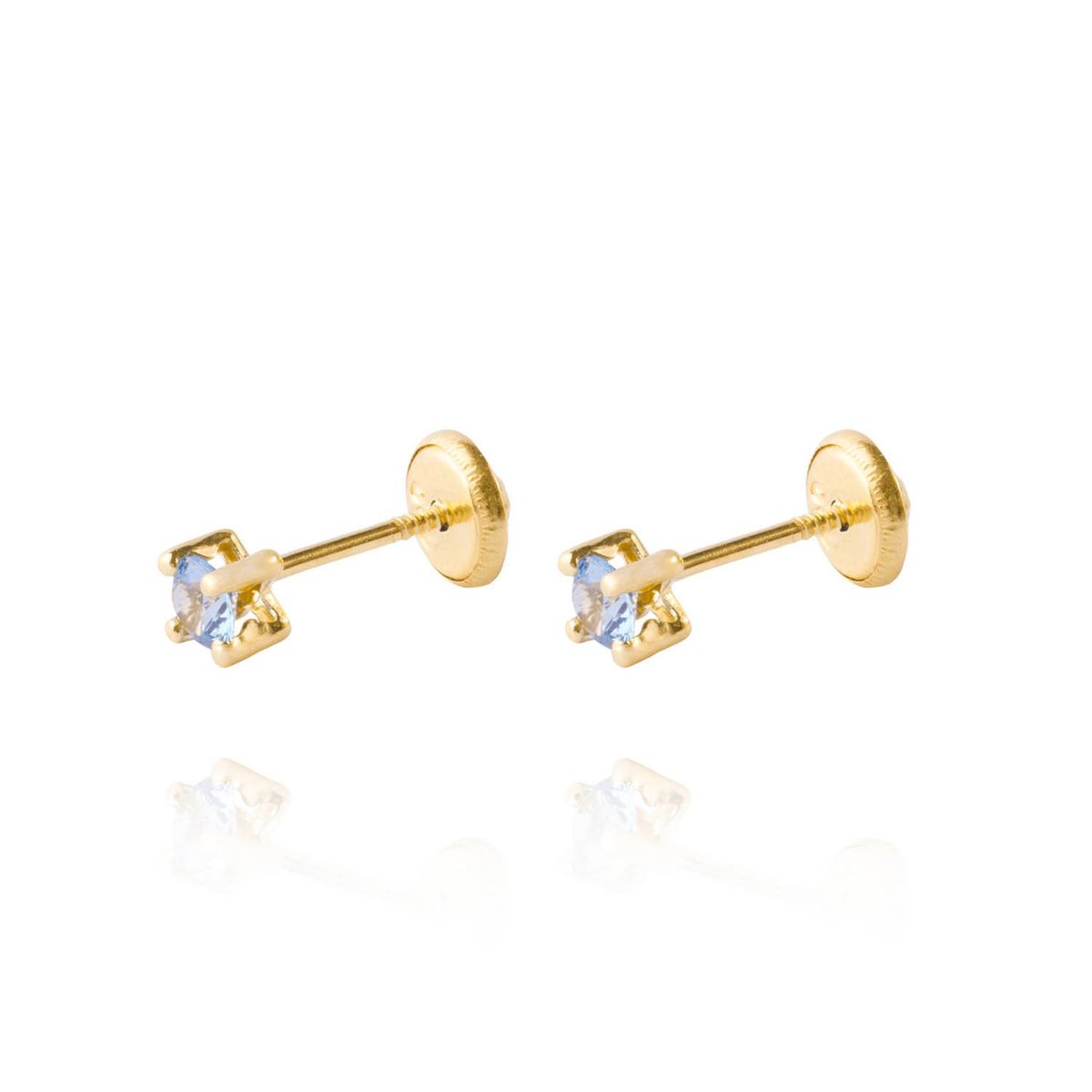JB JOYAS BARON - Aros de Oro 18kt Aros Agua  Marina 3mm