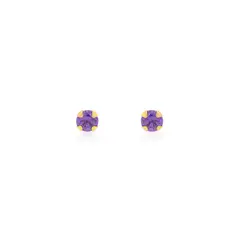 JB JOYAS BARON - Aros de Oro 18kt Piedra Amatista de 2,5mm
