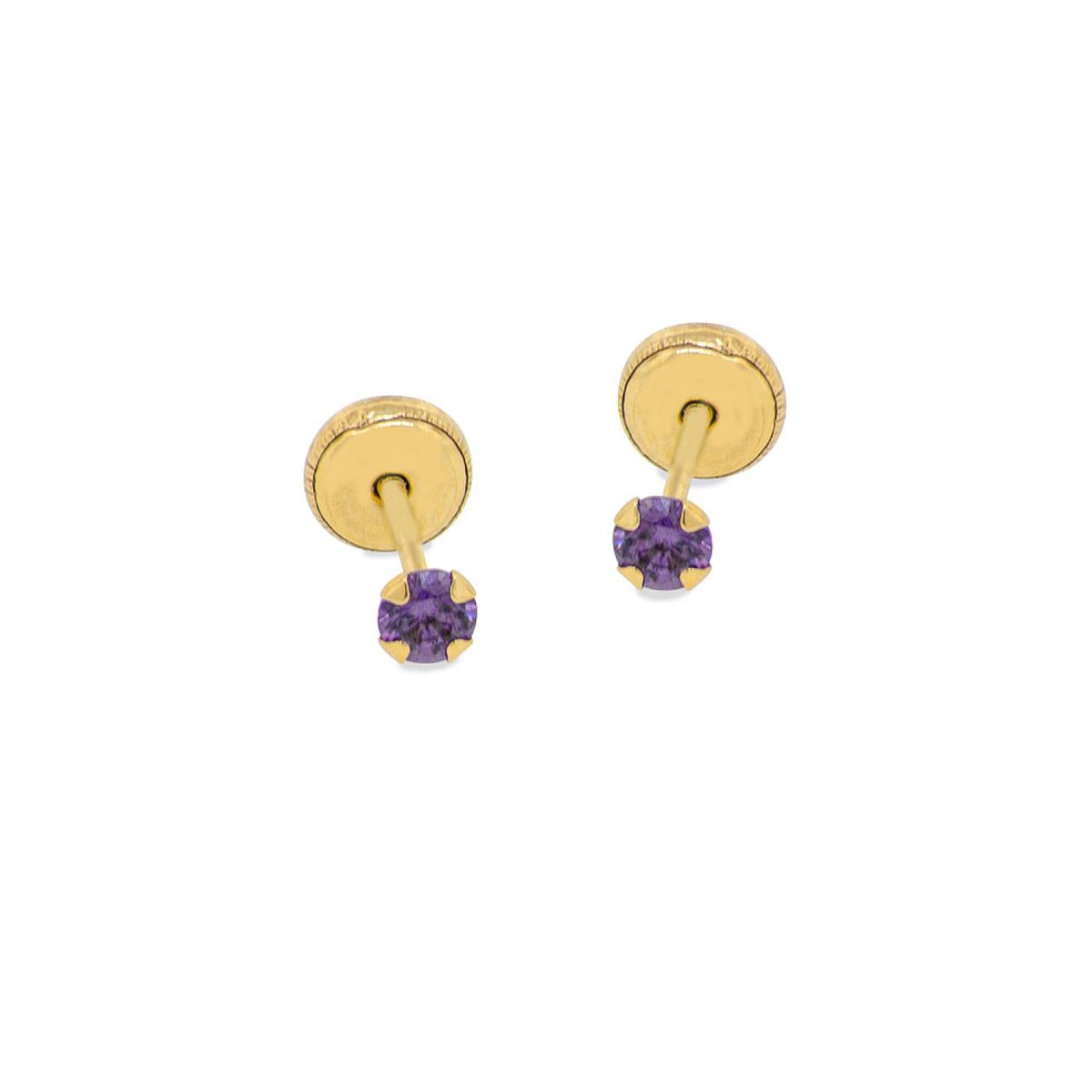 JB JOYAS BARON - Aros de Oro 18kt Piedra Amatista de 2,5mm