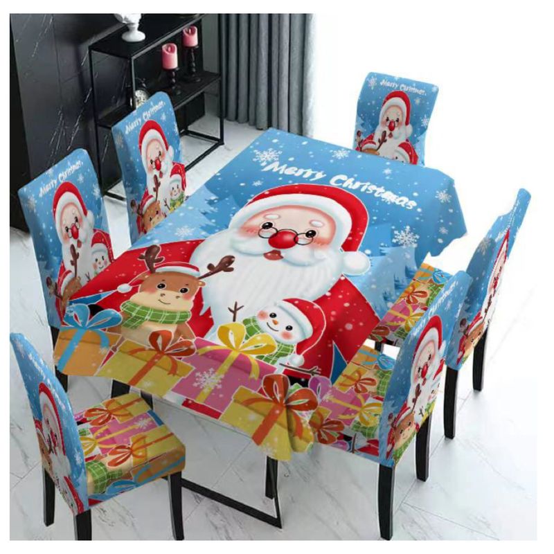 GENERICO - Set Navideño Fundas Sillas 6 +mantel Navidad 220x150cm Diseñ