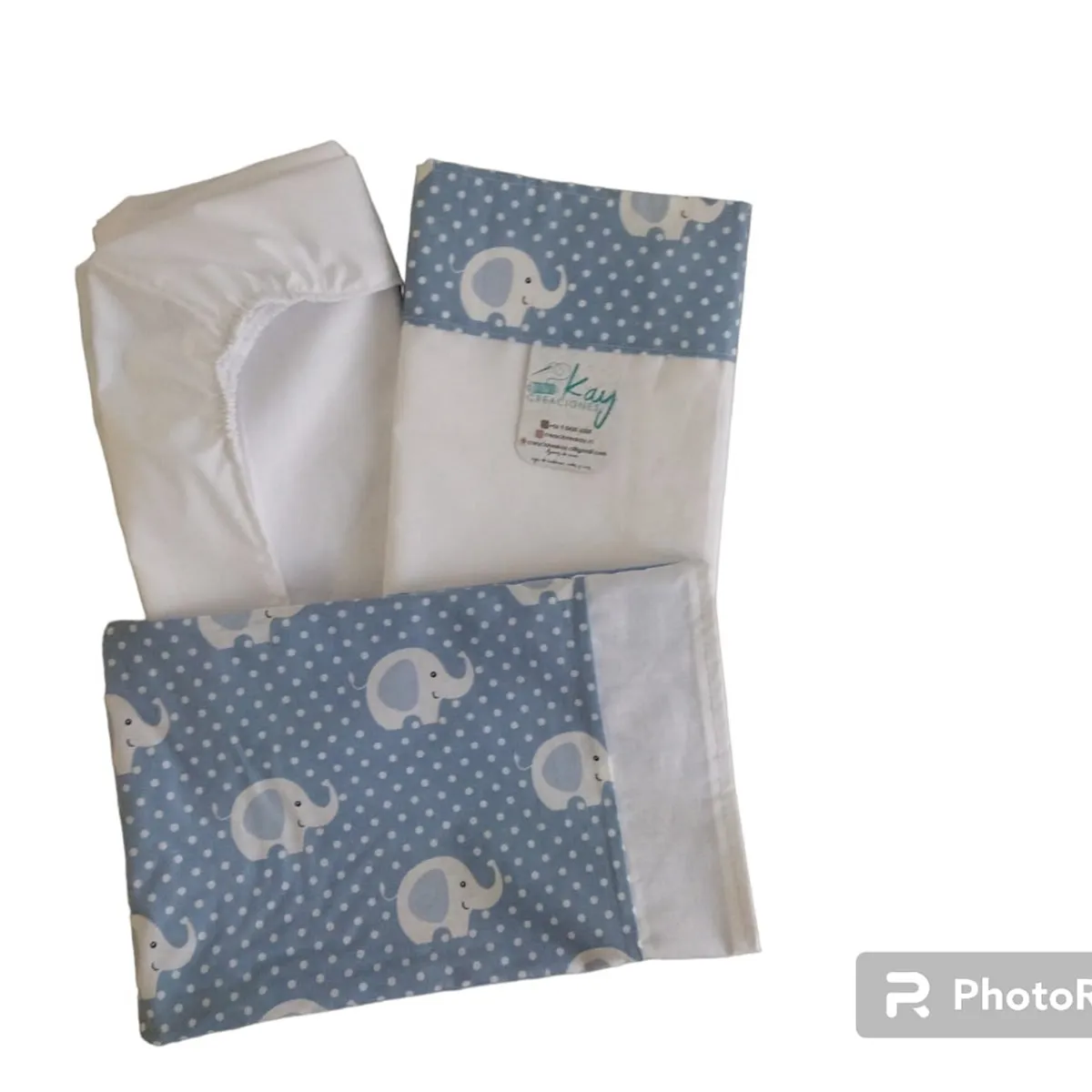 GENERICO - Juego de sabanas cuna colecho elefante azul
