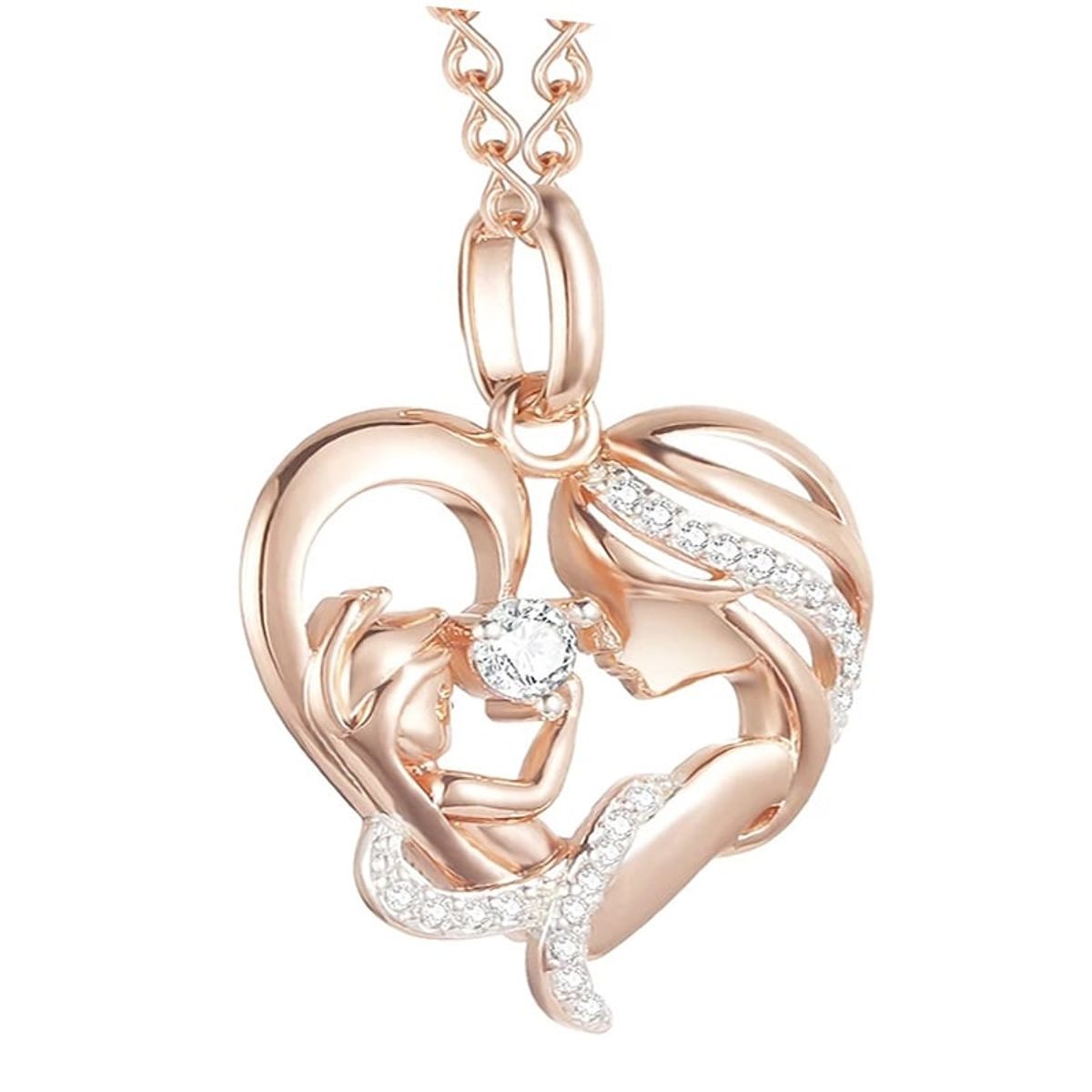 TODOJOYAS - Collar Corazon Mama y Bebe Dorado Rosa