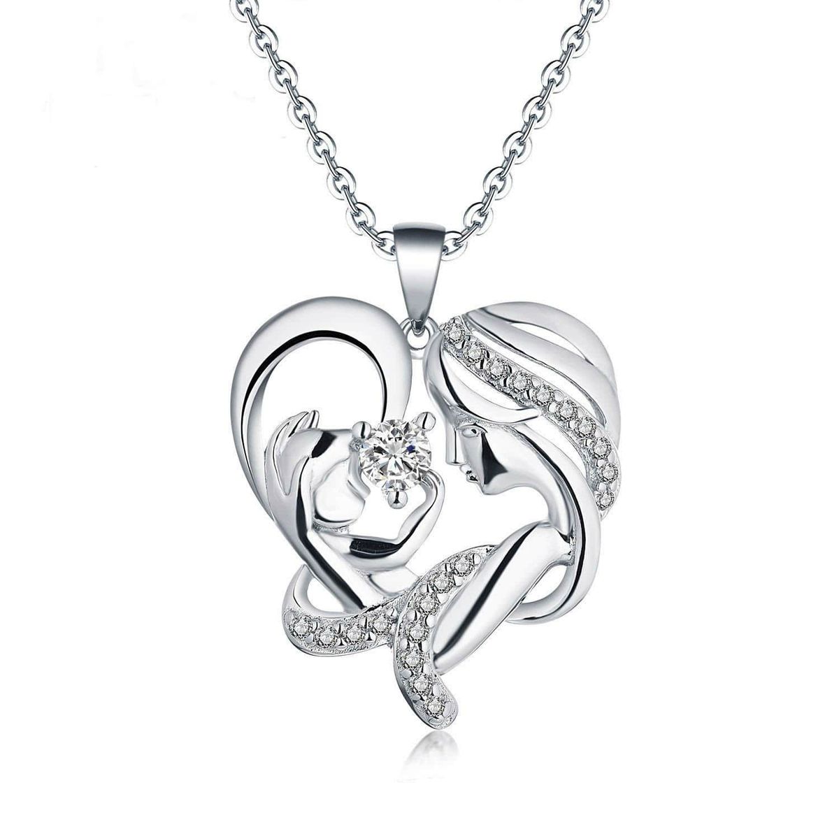 TODOJOYAS - Collar Mama y Bebe Amor Madre Plateado