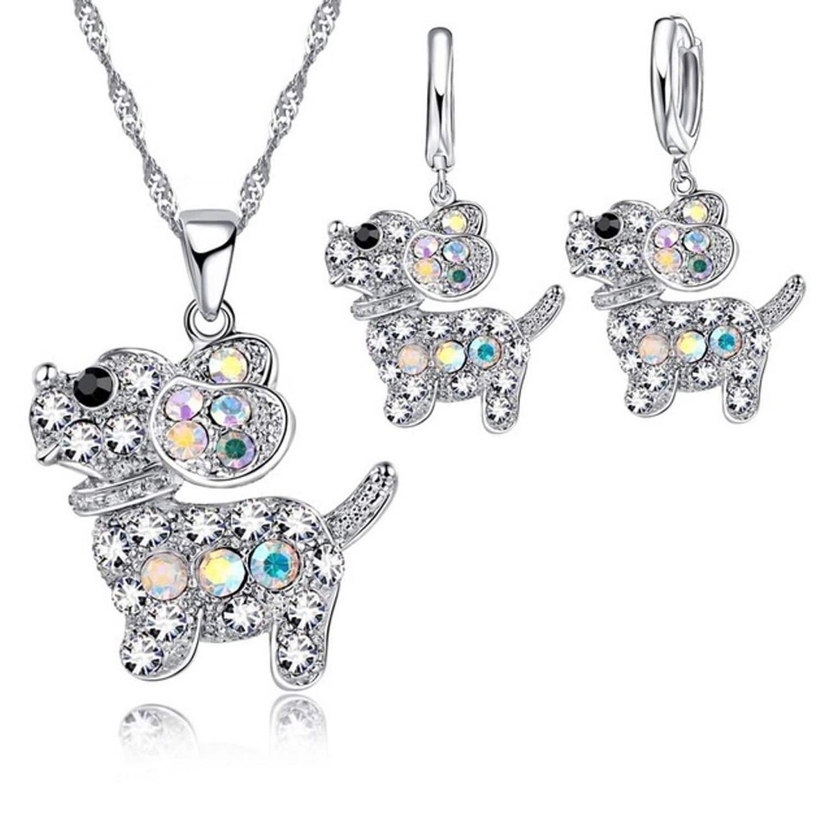 TODOJOYAS - Conjunto Perrito Brillante Plateado