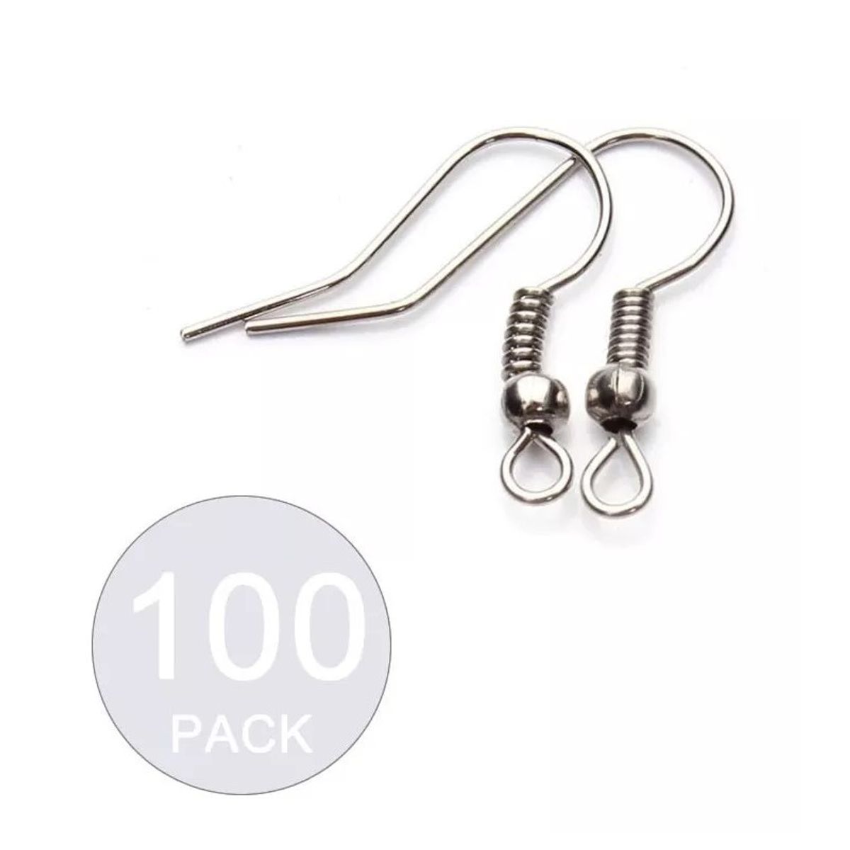 TODOJOYAS - Pack 100 Ganchos Para Aros Metal Plateado