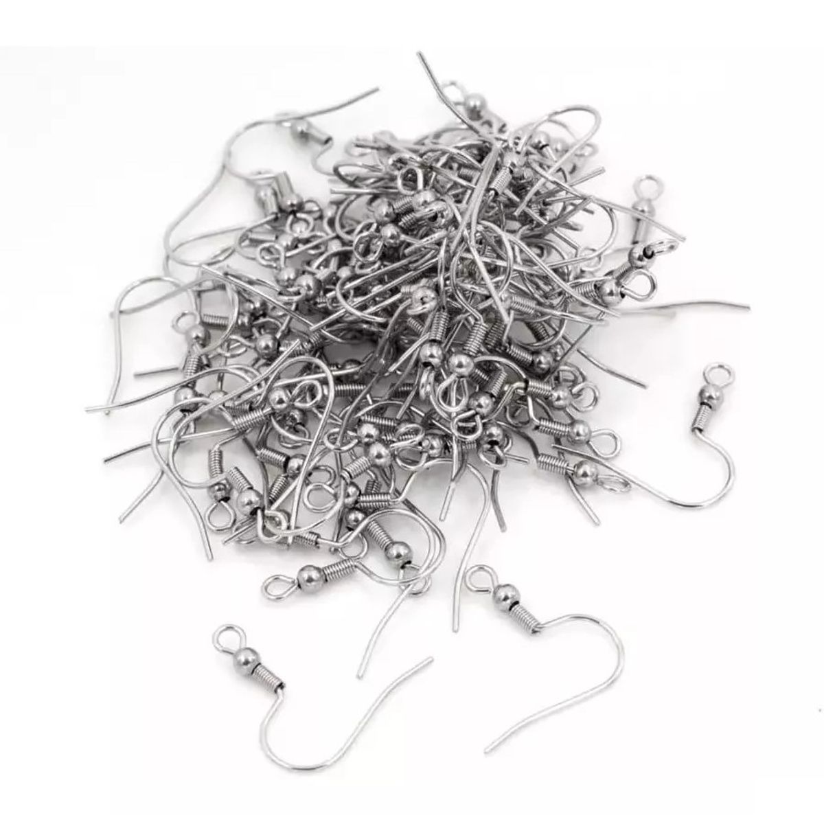 TODOJOYAS - Pack 100 Ganchos Para Aros Metal Plateado