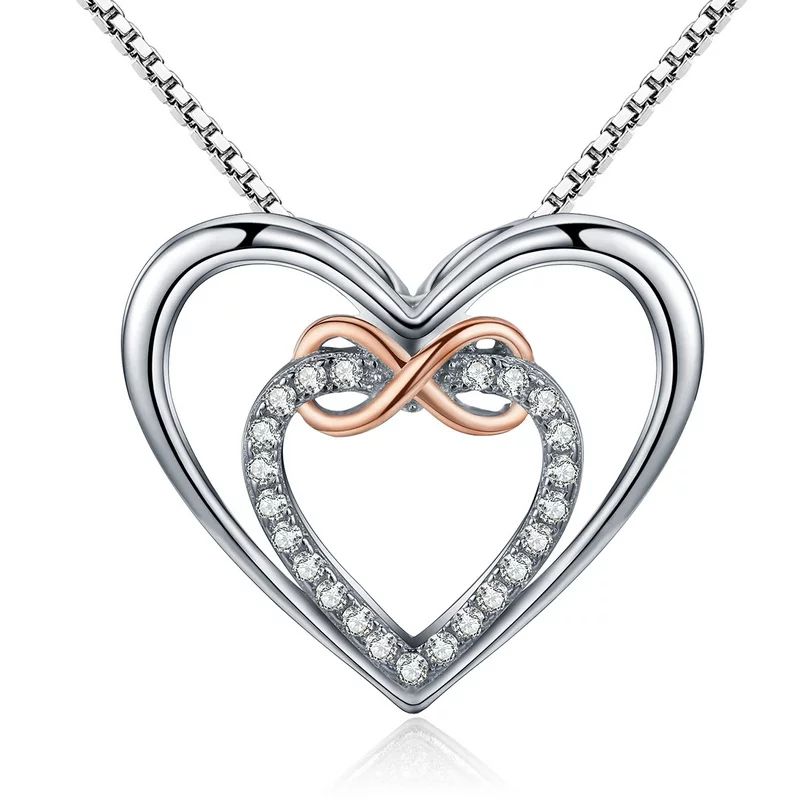 TODOJOYAS - Collar Plata 925 Doble Corazon Infinito
