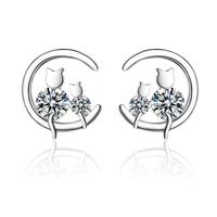 Aros Par Gatitos en Luna Plateado