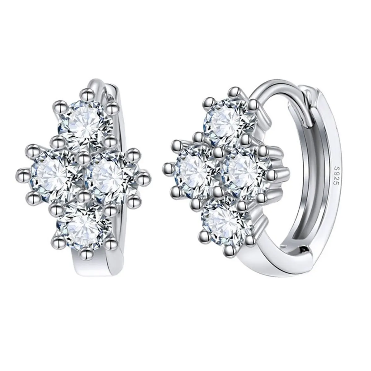 TODOJOYAS - Aros Flor Circones Plateado.-