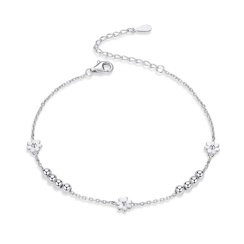 TODOJOYAS - Pulsera Plata 925 Flores y Bolitas