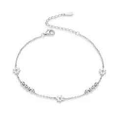 TODOJOYAS - Pulsera Plata 925 Flores y Bolitas