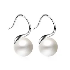 TODOJOYAS - Aros Colgante Perla Blanca Plateado