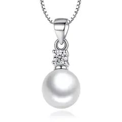 TODOJOYAS - Collar Perla Blanca con Circon Plateado