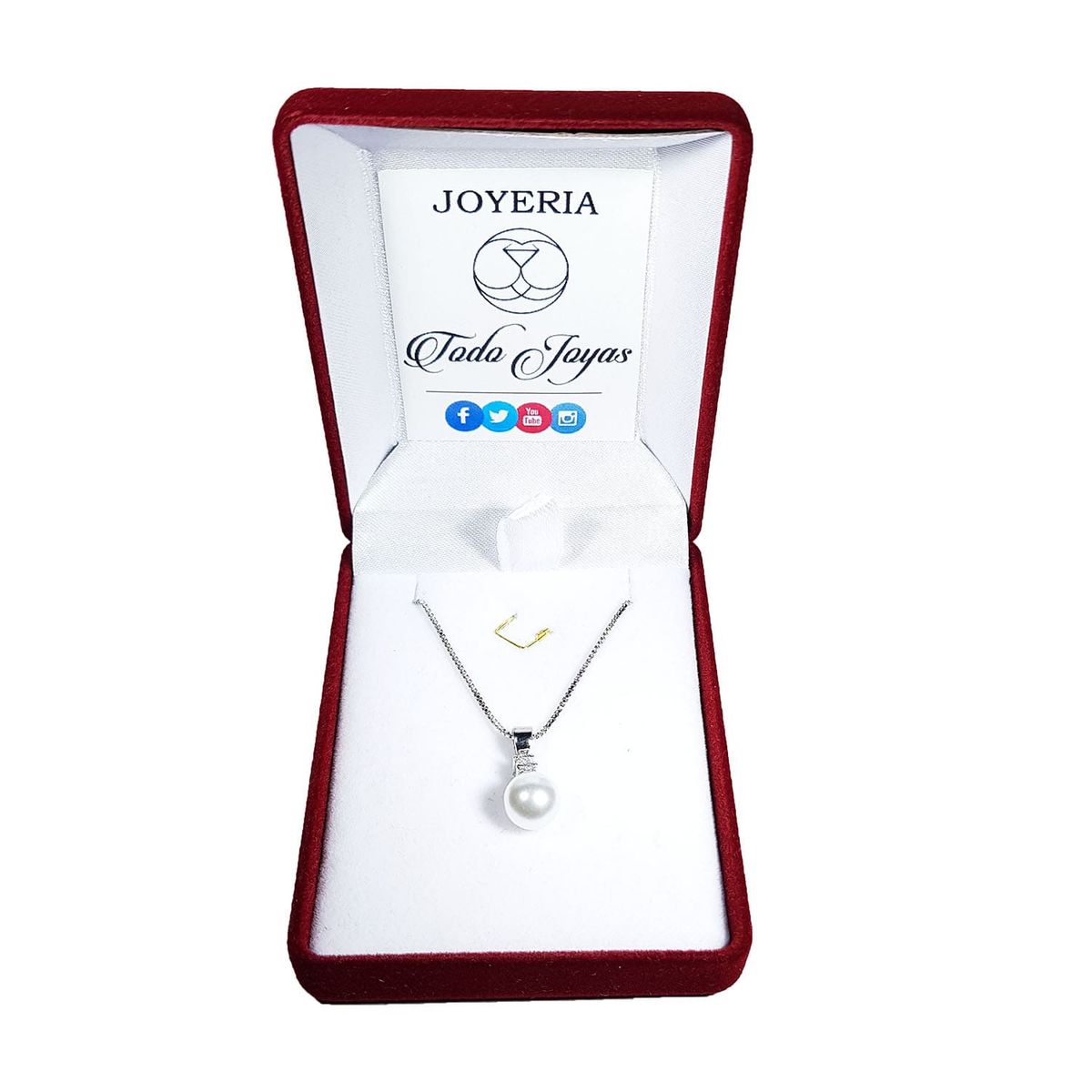 TODOJOYAS - Collar Perla Blanca con Circon Plateado