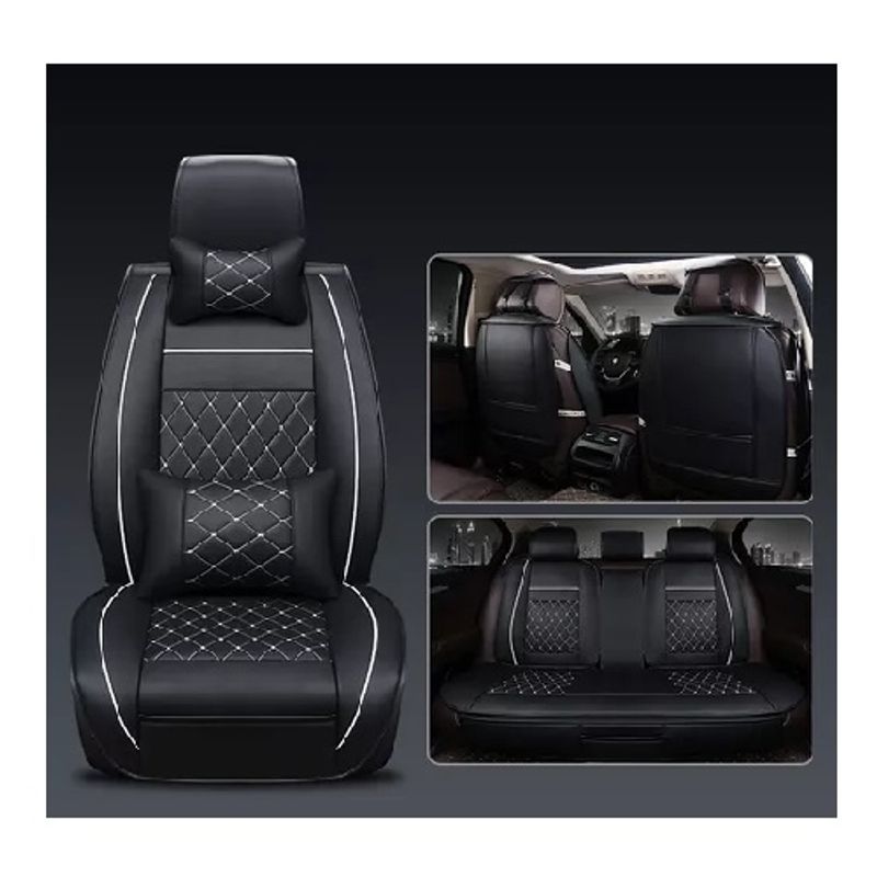 GENERICO - Kit Funda Cubre Asiento Cuero Premium Luxury 208074 Blanco