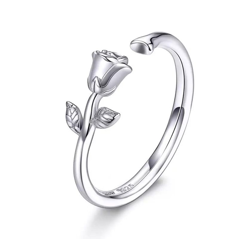 TODOJOYAS - Anillo Plata 925 Rosa Plateada Ajustable