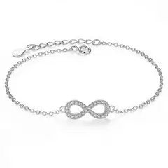 TODOJOYAS - Pulsera Plata 925 Infinito Circones Blancos