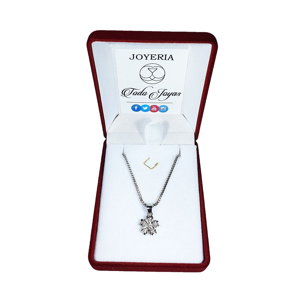 TODOJOYAS - Collar Flor Rosada Plateado