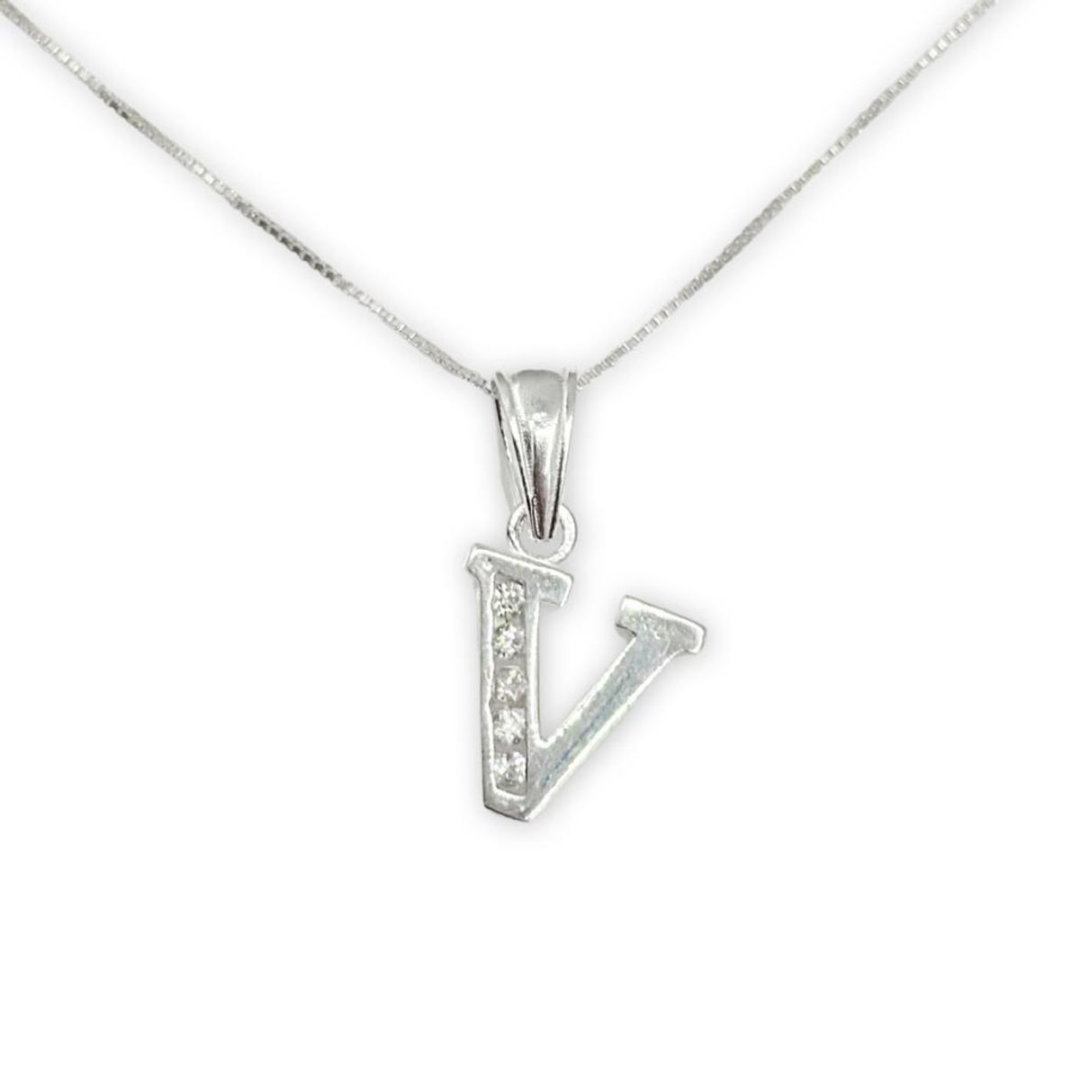 GENERICO - Collar Letra V Circones Juvenil Plata 925 Mas Caja Regalo