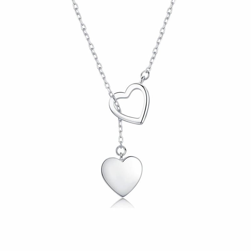 TODOJOYAS - Collar Amor Doble Corazon Plateado