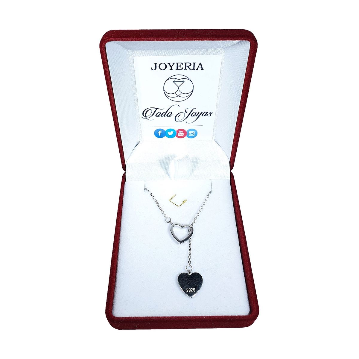 TODOJOYAS - Collar Amor Doble Corazon Plateado