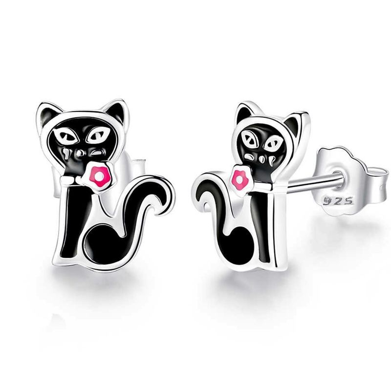 TODOJOYAS - Aros Plata 925 Gato Negro