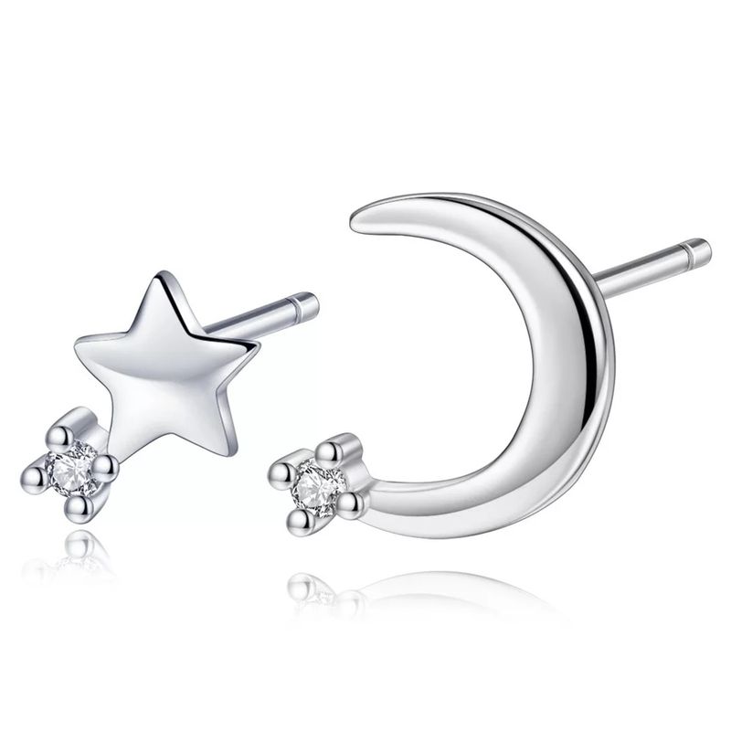 TODOJOYAS - Aros de Luna y Estrella Plateado