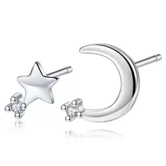 TODOJOYAS - Aros de Luna y Estrella Plateado