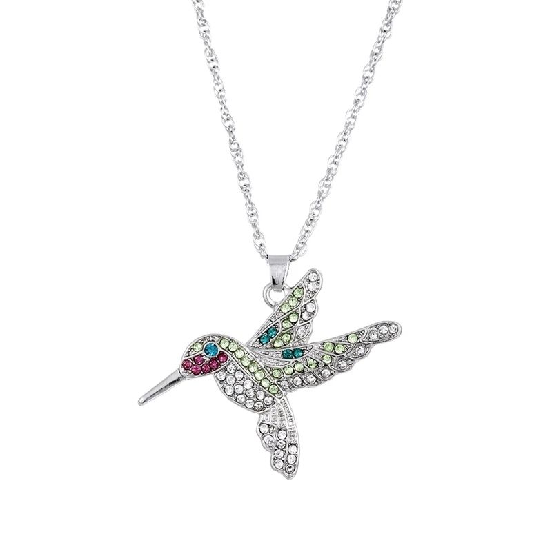TODOJOYAS - Collar Colgante Colibri con Circones Plateado