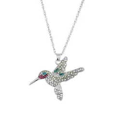 TODOJOYAS - Collar Colgante Colibri con Circones Plateado