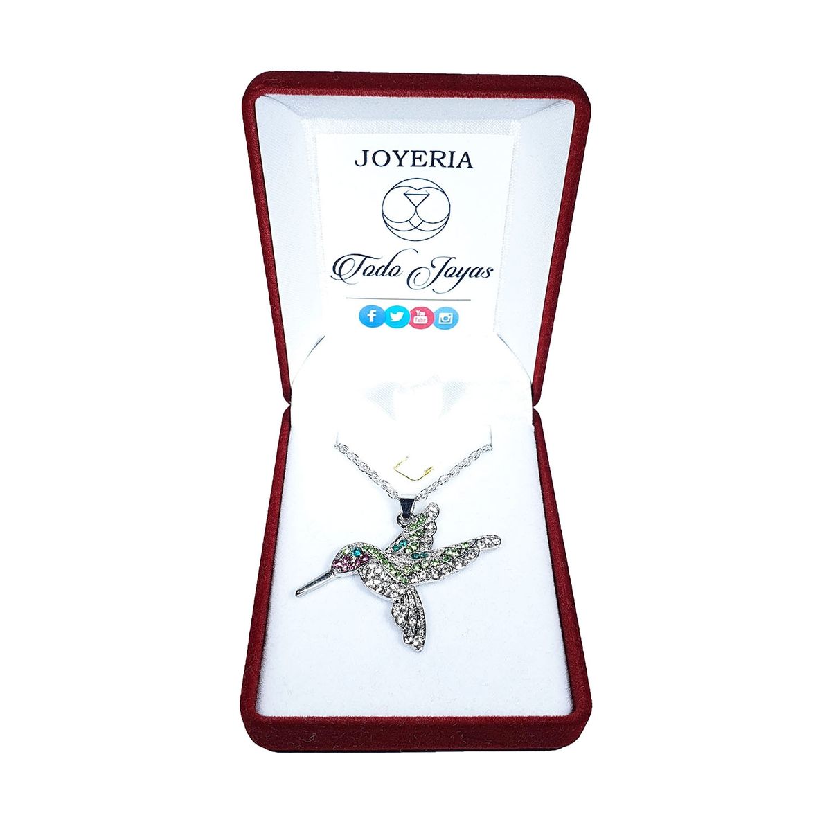 TODOJOYAS - Collar Colgante Colibri con Circones Plateado