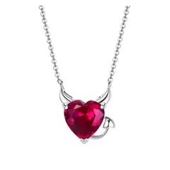 TODOJOYAS - Collar Plata 925 Corazon Diablo Rojo