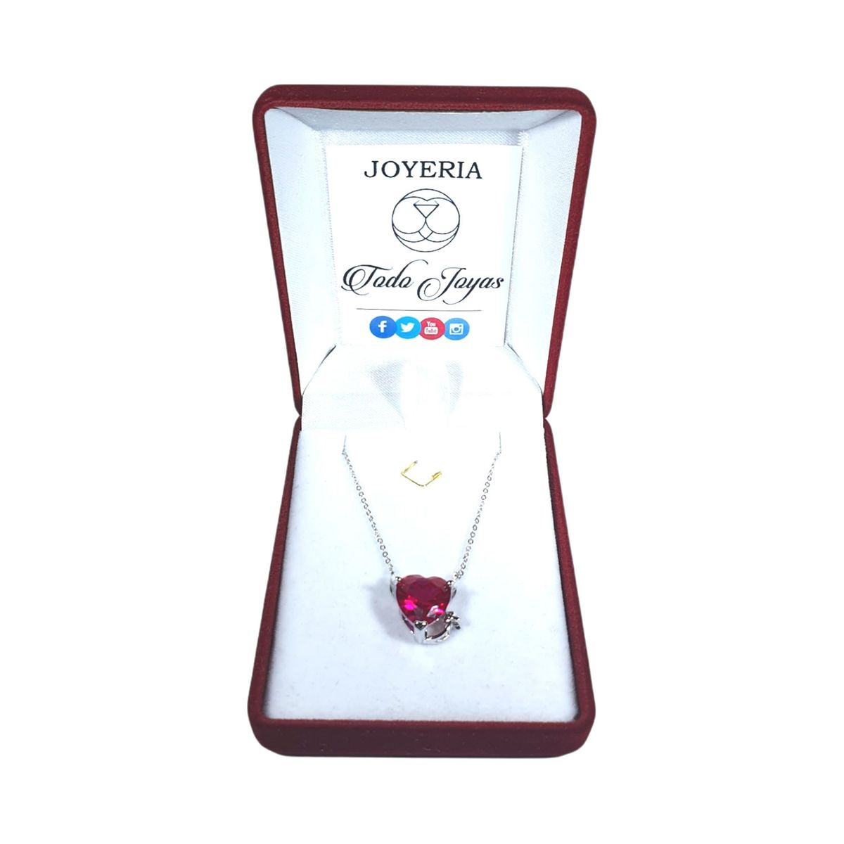 TODOJOYAS - Collar Plata 925 Corazon Diablo Rojo
