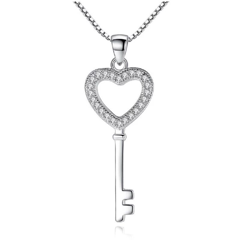 TODOJOYAS - Collar Llave Corazón Circones Plateado