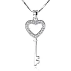 TODOJOYAS - Collar Llave Corazón Circones Plateado