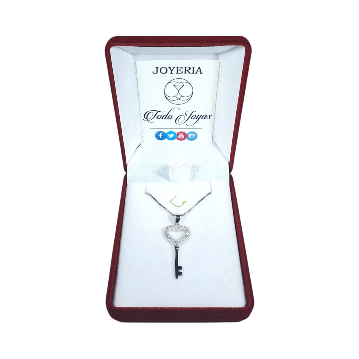 TODOJOYAS - Collar Llave Corazón Circones Plateado