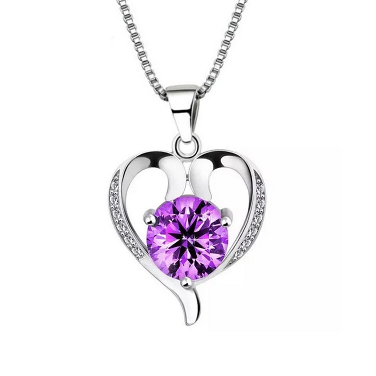 TODOJOYAS - Collar Corazón Cristal Lila