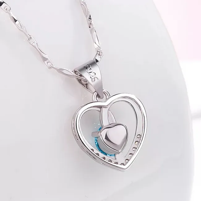 TODOJOYAS - Collar Corazon Circon Azul