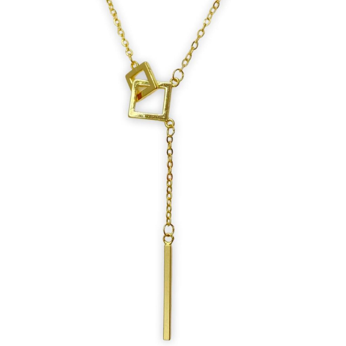 GENERICO - Collar Colgante Y Barra Dama Ajustable Plata S925 Baño Oro