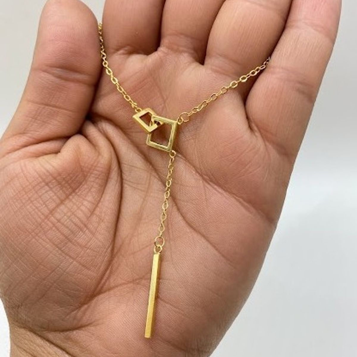 GENERICO - Collar Colgante Y Barra Dama Ajustable Plata S925 Baño Oro