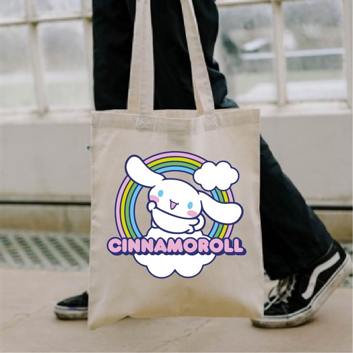 GENERICO - CINNAMOROLL  TOTE BAG  CREA  ESTAMPADO   COMICS 35 X 40 CM