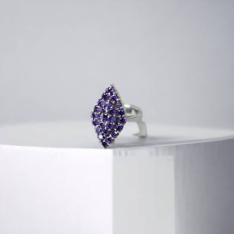 GENERICO - Anillo de Plata Rombo Circones Violeta