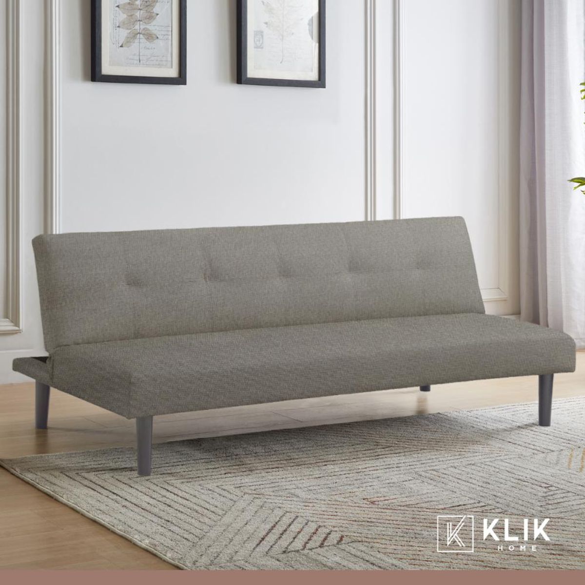 KLIK - Futón Sofá Cama 2 cuerpos Sofía - Lino Gris
