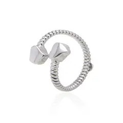 JB JOYAS BARON - Anillo de Plata Esterlina 925 Abierto Doble Corazon