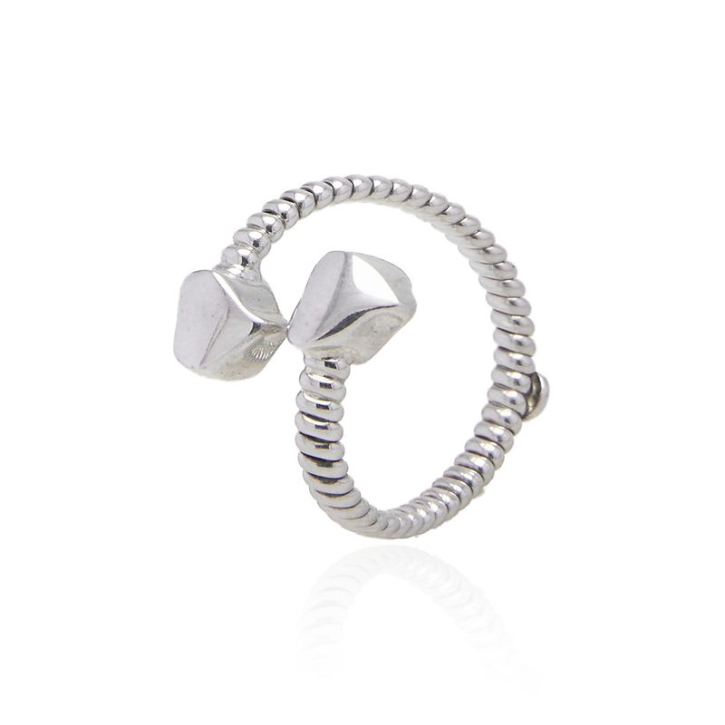 JB JOYAS BARON - Anillo de Plata Esterlina 925 Abierto Doble Corazon