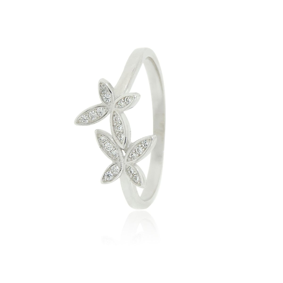 JB JOYAS BARON - Anillo de Plata Esterlina 925 Doble Mariposa Circonita