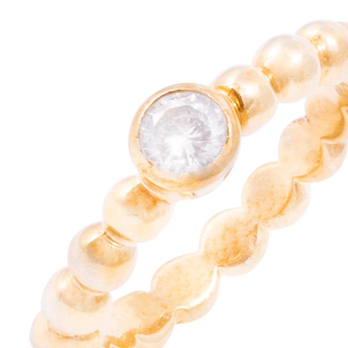 JB JOYAS BARON - Anillo Plata Esterlina 925 Bolita Circonita Revestido Oro 18kt